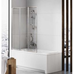 New Trendy Trex parawan nawannowy 120 cm 3-częściowy chrom połysk/szkło przezroczyste P-0154