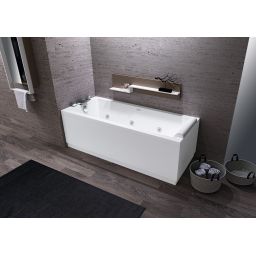 Novellini Calos 2.0 wanna prostokątna 150x70 cm z hydromasażem wodno-powietrznym Hydro Plus z obudową przednią i boczną White/biała C2415070PC-A2A