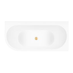 Zestaw Oltens Hulda wanna narożna 160x75 cm prostokątna z pokrywą korka biały połysk/złoto szczotkowane (11002000, 09002810)