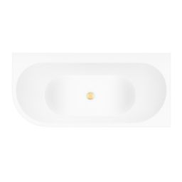 Zestaw Oltens Hulda wanna narożna 160x75 cm prostokątna z pokrywą korka biały połysk/złoty połysk (11002000, 09002800)