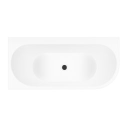 Zestaw Oltens Hulda wanna narożna 160x75 cm z pokrywą korka biały połysk/czarny mat (11003000, 09002300)