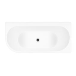 Zestaw Oltens Hulda wanna narożna 170x80 cm prostokątna z pokrywą korka biały połysk/czarny mat (11004000, 09002300)