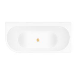 Zestaw Oltens Hulda wanna narożna 170x80 cm prostokątna z pokrywą korka biały połysk/złoto szczotkowane (11004000, 09002810)