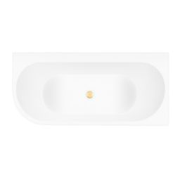 Zestaw Oltens Hulda wanna narożna 170x80 cm prostokątna z pokrywą korka biały połysk/złoty połysk (11004000, 09002800)