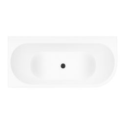 Zestaw Oltens Hulda wanna narożna 170x80 cm prostokątna z pokrywą korka biały połysk/czarny mat (11005000, 09002300)