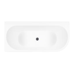 Zestaw Oltens Hulda wanna narożna 170x80 cm prostokątna z pokrywą korka biały połysk/grafit (11005000, 09002400)