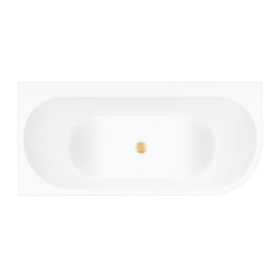 Zestaw Oltens Hulda wanna narożna 170x80 cm prostokątna z pokrywą korka biały połysk/złoto szczotkowane (11005000, 09002810)