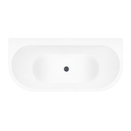 Zestaw Oltens Hulda wanna przyścienna 160x75 cm z pokrywą korka biały połysk/grafit (12020000, 09002400)