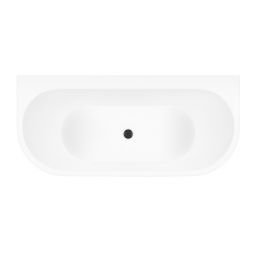 Zestaw Oltens Hulda wanna przyścienna 170x80 cm z pokrywą korka biały połysk/czarny mat (12021000, 09002300)