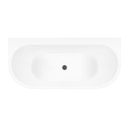 Zestaw Oltens Hulda wanna przyścienna 170x80 cm z pokrywą korka biały połysk/grafit (12021000, 09002400)