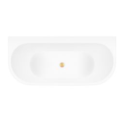 Zestaw Oltens Hulda wanna przyścienna 170x80 cm z pokrywą korka biały połysk/złoto szczotkowane (12021000, 09002810)