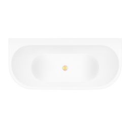 Zestaw Oltens Hulda wanna przyścienna 170x80 cm z pokrywą korka biały połysk/ złoty połysk (12021000, 09002800)