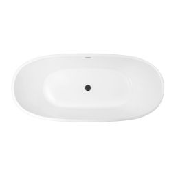 Zestaw Oltens Stora wanna wolnostojąca 170x78 cm owalna z pokrywą korka biały połysk/czarny mat (12001000, 09002300)