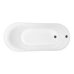 Zestaw Oltens Gocta wanna wolnostojąca 170x78 cm owalna z pokrywą korka biały połysk/grafit (12003000, 09002400)