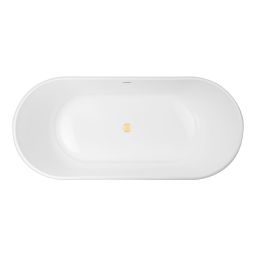 Zestaw Oltens Inga wanna wolnostojąca 177x80 cm owalna z pokrywą korka biały połysk/złoty połysk (12004000, 09002800)