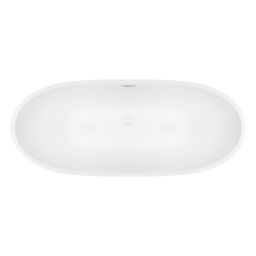 Zestaw Oltens Folda wanna wolnostojąca 170x72 cm owalna z pokrywą korka biały połysk (12010000, 09002000)