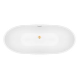 Zestaw Oltens Folda wanna wolnostojąca 170x72 cm owalna z pokrywą korka biały połysk/złoto szczotkowane (12010000, 09002810)