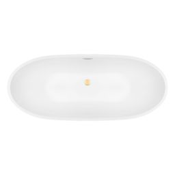 Zestaw Oltens Folda wanna wolnostojąca 170x72 cm owalna z pokrywą korka biały połysk/złoty połysk (12010000, 09002800)