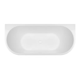 Zestaw Oltens Begna wanna przyścienna 170x75 cm owalna z pokrywą korka biały połysk (12011000, 09002000)