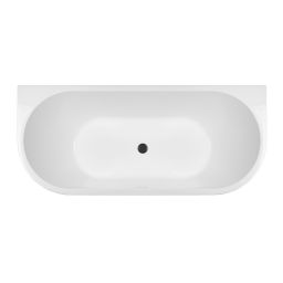 Zestaw Oltens Begna wanna przyścienna 170x75 cm owalna z pokrywą korka biały połysk/czarny mat (12011000, 09002300)