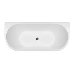 Zestaw Oltens Begna wanna przyścienna 170x75 cm owalna z pokrywą korka biały połysk/grafit (12011000, 09002400)