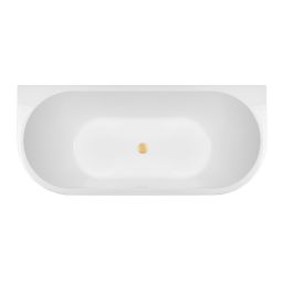 Zestaw Oltens Begna wanna przyścienna 170x75 cm owalna z pokrywą korka biały połysk/złoto szczotkowane (12011000, 09002810)