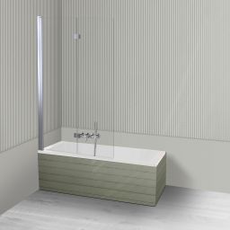 Oltens Langfoss Sela zestaw wanna prostokątna 140x70 cm akrylowa biała z parawanem nawannowym 115 cm 2-częściowy chrom 18000000