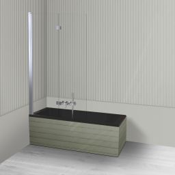 Oltens Langfoss Sela zestaw wanna prostokątna 140x70 cm akrylowa czarny mat z parawanem nawannowym 115 cm 2-częściowy chrom 18000300