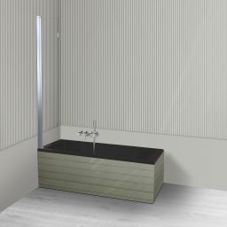 Oltens Langfoss Sela zestaw wanna prostokątna 140x70 cm akrylowa czarny mat z parawanem nawannowym 115 cm 2-częściowy chrom 18000300