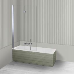 Oltens Langfoss Sela zestaw wanna prostokątna 150x70 cm akrylowa biała z parawanem nawannowym 115 cm 2-częściowy chrom 18001000