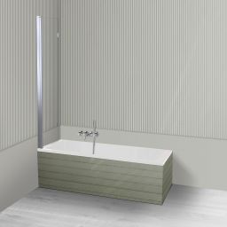 Oltens Langfoss Sela zestaw wanna prostokątna 150x70 cm akrylowa biała z parawanem nawannowym 115 cm 2-częściowy chrom 18001000