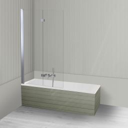 Oltens Langfoss Sela zestaw wanna prostokątna 160x70 cm akrylowa biała z parawanem nawannowym 115 cm 2-częściowy chrom 18002000