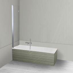 Oltens Langfoss Sela zestaw wanna prostokątna 160x70 cm akrylowa biała z parawanem nawannowym 115 cm 2-częściowy chrom 18002000