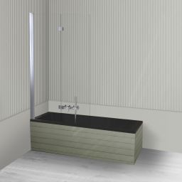 Oltens Langfoss Sela zestaw wanna prostokątna 160x70 cm akrylowa czarny mat z parawanem nawannowym 115 cm 2-częściowy chrom 18002300