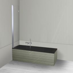 Oltens Langfoss Sela zestaw wanna prostokątna 160x70 cm akrylowa czarny mat z parawanem nawannowym 115 cm 2-częściowy chrom 18002300