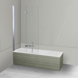 Oltens Langfoss Sela zestaw wanna prostokątna 170x70 cm akrylowa biała z parawanem nawannowym 115 cm 2-częściowy chrom 18003000