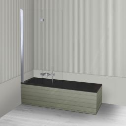 Oltens Langfoss Sela zestaw wanna prostokątna 170x70 cm akrylowa czarny mat z parawanem nawannowym 115 cm 2-częściowy chrom 18003300