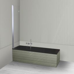 Oltens Langfoss Sela zestaw wanna prostokątna 170x70 cm akrylowa czarny mat z parawanem nawannowym 115 cm 2-częściowy chrom 18003300