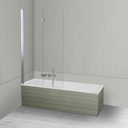 Oltens Langfoss Sela zestaw wanna prostokątna 170x70 cm akrylowa biały mat z parawanem nawannowym 115 cm 2-częściowy chrom 18003900