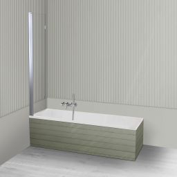 Oltens Langfoss Sela zestaw wanna prostokątna 170x70 cm akrylowa biały mat z parawanem nawannowym 115 cm 2-częściowy chrom 18003900