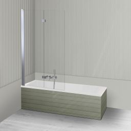 Oltens Langfoss Sela zestaw wanna prostokątna 170x75 cm akrylowa biała z parawanem nawannowym 115 cm 2-częściowy chrom 18004000