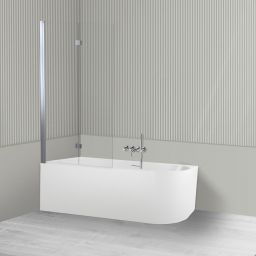 Oltens Delva Sela zestaw wanna wolnostojąca narożna 170x80 cm akrylowa lewa biała z parawanem nawannowym 115 cm 2-częściowy chrom 18005000