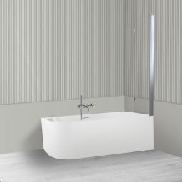 Oltens Delva Sela zestaw wanna wolnostojąca narożna 170x80 cm akrylowa prawa biała z parawanem nawannowym 115 cm 2-częściowy chrom 18006000