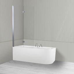 Oltens Hulda Sela zestaw wanna wolnostojąca narożna 160x75 cm akrylowa lewa biała z parawanem nawannowym 115 cm 2-częściowy chrom 18008000