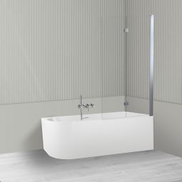 Oltens Hulda Sela zestaw wanna wolnostojąca narożna 170x80 cm akrylowa prawa biała z parawanem nawannowym 115 cm 2-częściowy chrom 18009000