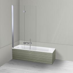 Oltens Lykke Sela zestaw wanna prostokątna 150x70 cm akrylowa biała z parawanem nawannowym 115 cm 2-częściowy chrom 18010000