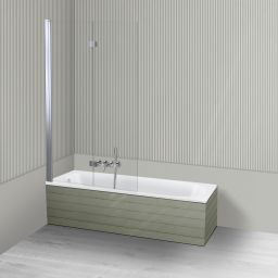 Oltens Lykke Sela zestaw wanna prostokątna 160x70 cm akrylowa biała z parawanem nawannowym 115 cm 2-częściowy chrom 18011000