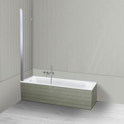 Oltens Lykke Sela zestaw wanna prostokątna 160x70 cm akrylowa biała z parawanem nawannowym 115 cm 2-częściowy chrom 18011000