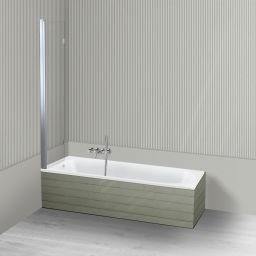 Oltens Lykke Sela zestaw wanna prostokątna 170x75 cm akrylowa biała z parawanem nawannowym 115 cm 2-częściowy chrom 18013000