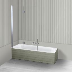 Oltens Lykke Sela zestaw wanna prostokątna 170x75 cm akrylowa biała z parawanem nawannowym 115 cm 2-częściowy chrom 18014000